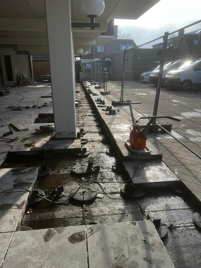 Exterior site preparation with safety fencing